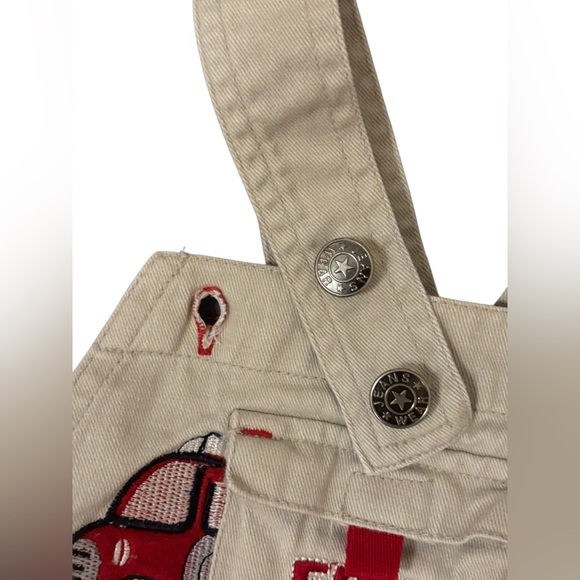 Vintage 90’s Baby Toddler Fire Department Cute Puppy Khaki Denim Overalls - 24M - Picture 5 of 16
